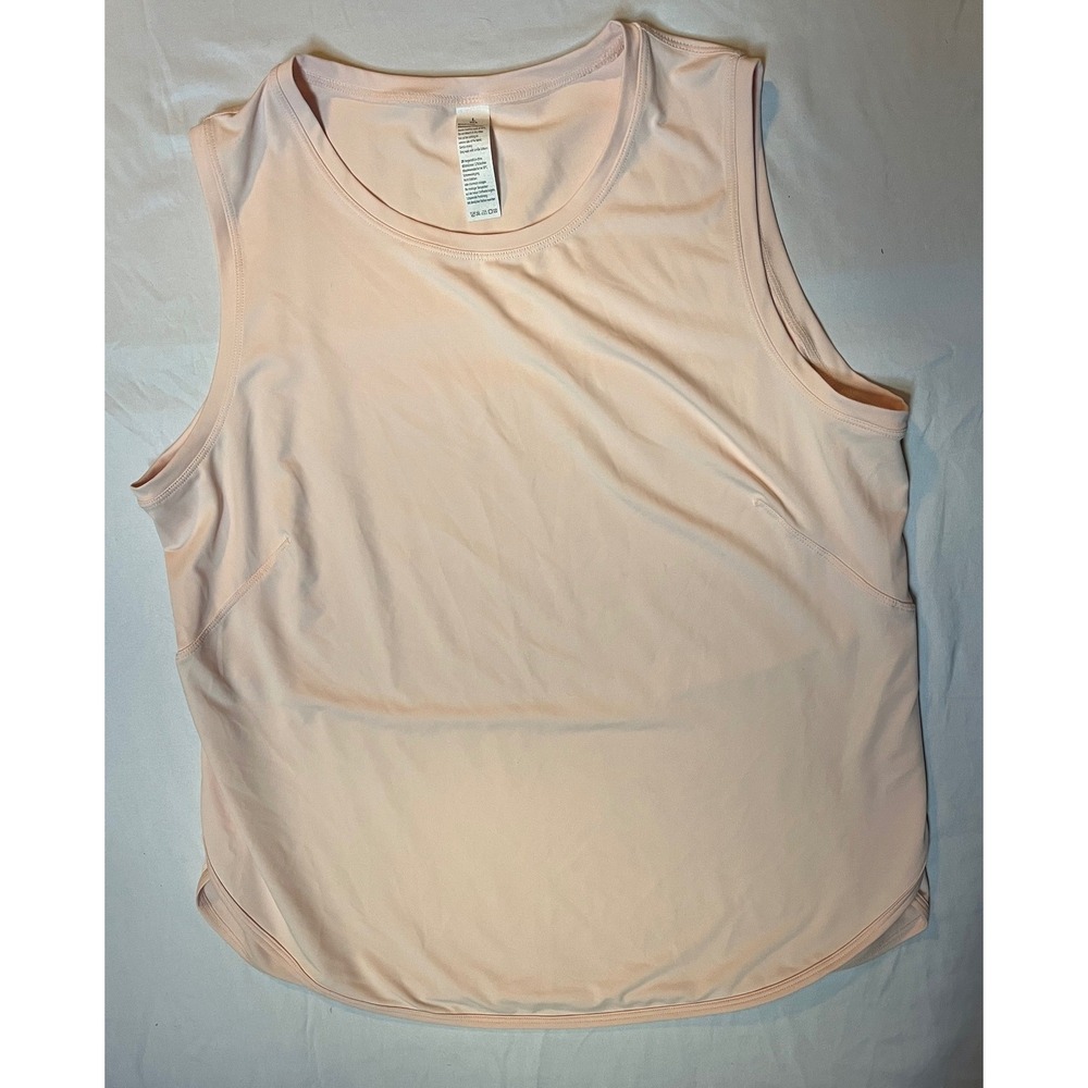 Pale Pink Sleeveless Athletic Tank Top Curved Hem Size L